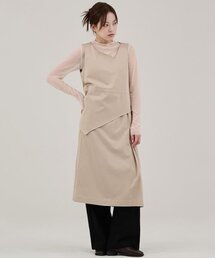 セカンドペプラムスリーブレスドレス-ベージュ