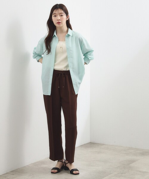 grove(グローブ)の「【洗濯機OK・ひんやり】朝晩の気温差に◎軽やかシアーシャツ(シャツ/ブラウス・レディース・ブルー系その他/サックスブルー/オレンジ系/オフホワイト・02/03/04/01/05)」の8枚目の写真