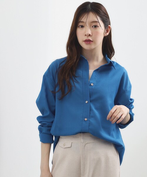 grove(グローブ)の「【洗濯機OK・ひんやり】朝晩の気温差に◎軽やかシアーシャツ(シャツ/ブラウス・レディース・ブルー系その他/サックスブルー/オレンジ系/オフホワイト・02/03/04/01/05)」の13枚目の写真