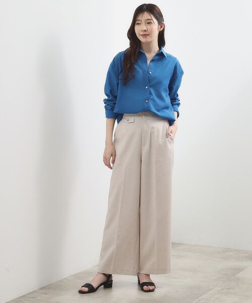 grove(グローブ)の「【洗濯機OK・ひんやり】朝晩の気温差に◎軽やかシアーシャツ(シャツ/ブラウス・レディース・ブルー系その他/サックスブルー/オレンジ系/オフホワイト・02/03/04/01/05)」の14枚目の写真