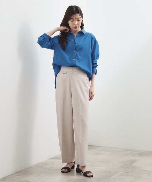 grove(グローブ)の「【洗濯機OK・ひんやり】朝晩の気温差に◎軽やかシアーシャツ(シャツ/ブラウス・レディース・ブルー系その他/サックスブルー/オレンジ系/オフホワイト・02/03/04/01/05)」の15枚目の写真