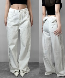 STONE  08ss デニムパンツ ホワイト 50 デニムパンツ（ホワイト/白色系・ビジュー）ファッション通販 - ZOZOTOWN