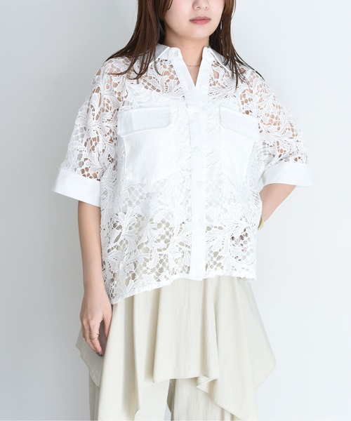 Eimee Law(エイミーロウ)の「バックライン ケミカルレースシャツ(シャツ/ブラウス・レディース・ブラック/オフホワイト/グレー・FREE)」の21枚目の写真