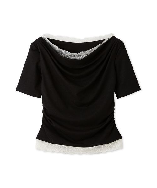 SNIDEL(スナイデル)の「【USAGI ONLINE限定】レーストリムワンショルカットソー(Tシャツ/カットソー・レディース・アイボリー/サックスブルー/ブラック・F)」の2枚目の写真