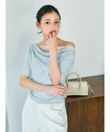 SNIDEL | 【USAGI ONLINE限定】レーストリムワンショルカットソー(Tシャツ/カットソー)