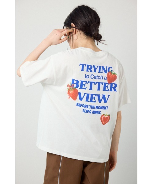 RODEO CROWNS WIDE BOWL(ロデオクラウンズワイドボウル)の「フルーツアソートTEE(Tシャツ/カットソー・レディース・ブラック/サックスブルー/オフホワイト・SMALL/MEDIUM)」の1枚目の写真