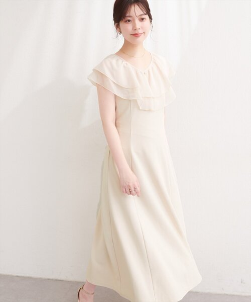 natural couture(ナチュラルクチュール)の「〈osono〉フリルカラーリップルワンピース(ワンピース・レディース・ブラック/アイボリー・LARGE/MEDIUM)」の21枚目の写真