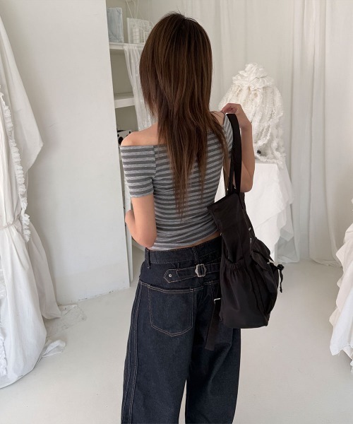 4INT.(フォイント)の「ノンフェード バックル ステッチ インディゴ ワイド デニム パンツ(デニムパンツ・レディース・ダークブルー・L/M/S)」の6枚目の写真