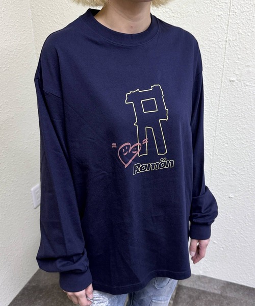 Romon(ロマン)の「ロマン【Romon】Premium L/S T-Shirts(Tシャツ/カットソー・メンズ・ホワイト/ネイビー・M)」の1枚目の写真