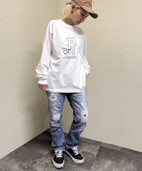 Romon(ロマン)の「ロマン【Romon】Premium L/S T-Shirts(Tシャツ/カットソー・メンズ・ホワイト/ネイビー・M)」の3枚目の写真
