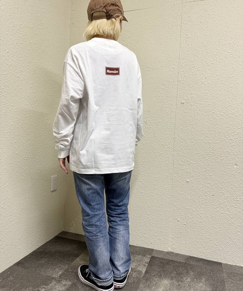 Romon(ロマン)の「ロマン【Romon】Premium L/S T-Shirts(Tシャツ/カットソー・メンズ・ホワイト/ネイビー・M)」の4枚目の写真