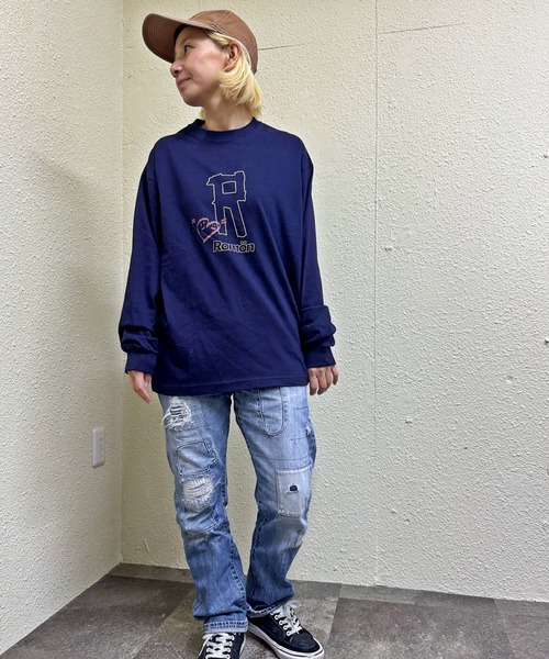 Romon(ロマン)の「ロマン【Romon】Premium L/S T-Shirts(Tシャツ/カットソー・メンズ・ホワイト/ネイビー・M)」の5枚目の写真
