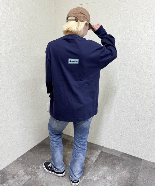Romon(ロマン)の「ロマン【Romon】Premium L/S T-Shirts(Tシャツ/カットソー・メンズ・ホワイト/ネイビー・M)」の6枚目の写真
