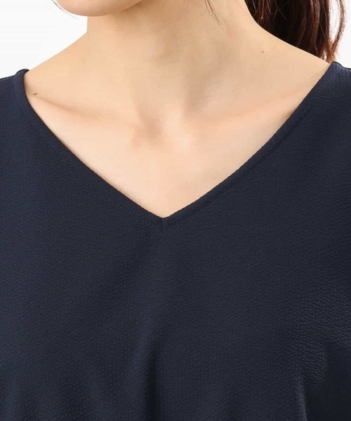 MK MICHEL KLEIN（エムケーミッシェルクラン）の「[撥水/UVカット/洗える]ドローコードデザインVネックワンピース（ワンピース・レディース・ネイビー/ブルー・38）」の14枚目の写真