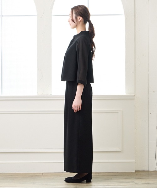 AIMER(エメ)の「【夏用喪服・礼服】マシンウォッシャブル ボウタイブラウス・タックワイドストレートパンツ セットアップサマーブラックフォーマル(スーツパンツ・レディース・ブラック・LARGE/MEDIUM)」の5枚目の写真