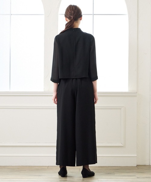AIMER(エメ)の「【夏用喪服・礼服】マシンウォッシャブル ボウタイブラウス・タックワイドストレートパンツ セットアップサマーブラックフォーマル(スーツパンツ・レディース・ブラック・LARGE/MEDIUM)」の6枚目の写真