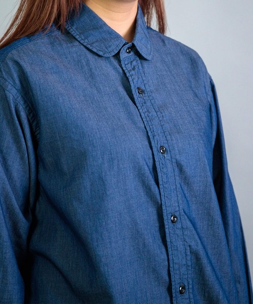 OMNIGOD（オムニゴッド）の「[OMNIGOD womens / オムニゴッド] 3.2oz デニム クラシックラウンドカラーシャツ（シャツ/ブラウス・レディース・ワンウォッシュ・0）」の7枚目の写真