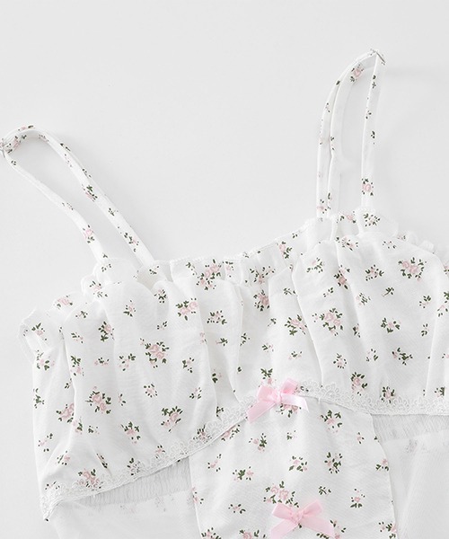 HOOK(フック)の「HOOK for girls サイドシアー小花柄コルセットライクキャミソール (SS)(キャミソール・レディース・ホワイト・FREE)」の9枚目の写真