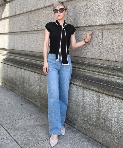 JENNE(ジェンヌ)の「リボンニットトップス(Tシャツ/カットソー・レディース・ホワイト/ブラック/レッド・SMALL/MEDIUM/LARGE)」の4枚目の写真