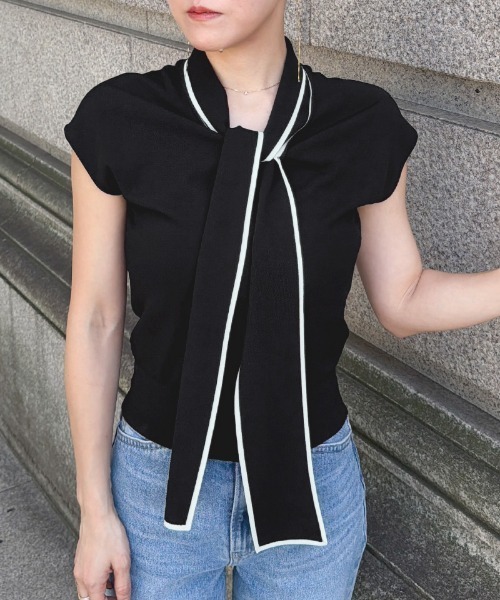 JENNE(ジェンヌ)の「リボンニットトップス(Tシャツ/カットソー・レディース・ホワイト/ブラック/レッド・SMALL/MEDIUM/LARGE)」の5枚目の写真