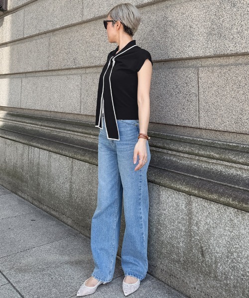 JENNE(ジェンヌ)の「リボンニットトップス(Tシャツ/カットソー・レディース・ホワイト/ブラック/レッド・SMALL/MEDIUM/LARGE)」の7枚目の写真