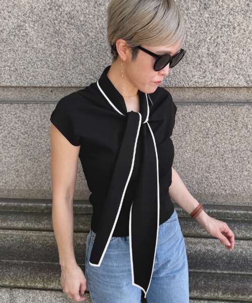 JENNE(ジェンヌ)の「リボンニットトップス(Tシャツ/カットソー・レディース・ホワイト/ブラック/レッド・SMALL/MEDIUM/LARGE)」の8枚目の写真