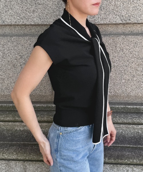JENNE(ジェンヌ)の「リボンニットトップス(Tシャツ/カットソー・レディース・ホワイト/ブラック/レッド・SMALL/MEDIUM/LARGE)」の9枚目の写真