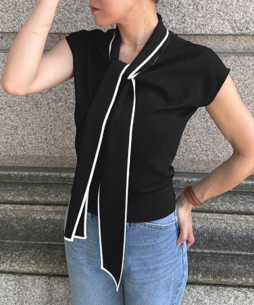 JENNE(ジェンヌ)の「リボンニットトップス(Tシャツ/カットソー・レディース・ホワイト/ブラック/レッド・SMALL/MEDIUM/LARGE)」の12枚目の写真