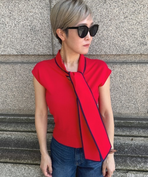 JENNE(ジェンヌ)の「リボンニットトップス(Tシャツ/カットソー・レディース・ホワイト/ブラック/レッド・SMALL/MEDIUM/LARGE)」の21枚目の写真
