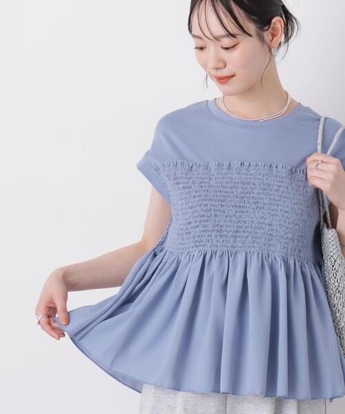 NANO universe（ナノユニバース）の「シャーリングビスチェドッキングカットトップス（Tシャツ/カットソー・レディース・ブルー/ブラック/ホワイト・FREE）」の10枚目の写真