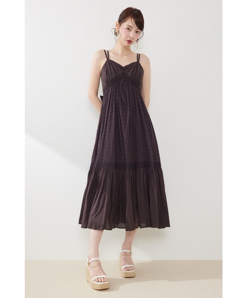 rienda(リエンダ)の「コットンレースティアードキャミワンピース 春服 夏服(ワンピース・レディース・ブラック/レッド/ダークブラウン・FREE)」の3枚目の写真