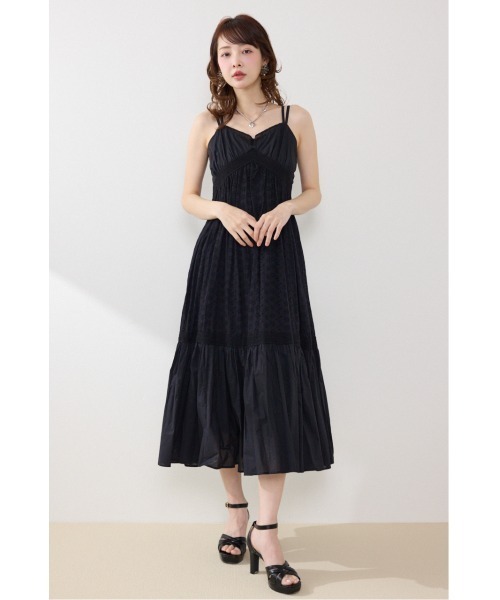 セール】コットンレースティアードキャミワンピース 春服 夏服