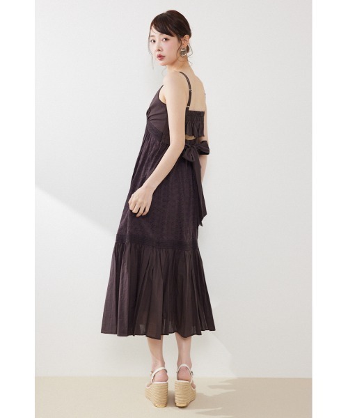 rienda(リエンダ)の「コットンレースティアードキャミワンピース 春服 夏服(ワンピース・レディース・ブラック/レッド/ダークブラウン・FREE)」の4枚目の写真