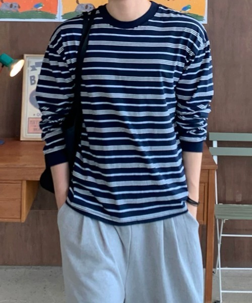 NOWLE(ノウル)の「【NOWLE】レトロボーダー ドロップショルダー プルオーバー ロングスリーブ Tシャツ(Tシャツ/カットソー・メンズ・ネイビー・X-LARGE/LARGE/MEDIUM)」の19枚目の写真