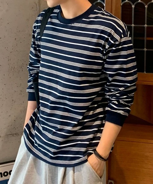 NOWLE(ノウル)の「【NOWLE】レトロボーダー ドロップショルダー プルオーバー ロングスリーブ Tシャツ(Tシャツ/カットソー・メンズ・ネイビー・X-LARGE/LARGE/MEDIUM)」の20枚目の写真