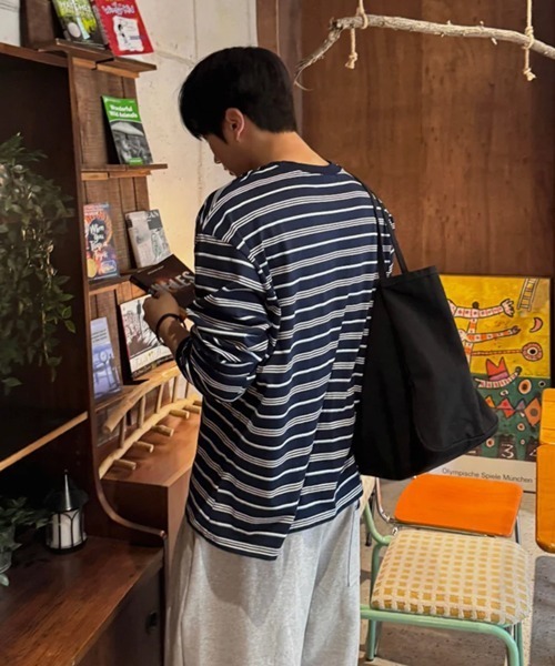 NOWLE(ノウル)の「【NOWLE】レトロボーダー ドロップショルダー プルオーバー ロングスリーブ Tシャツ(Tシャツ/カットソー・メンズ・ネイビー・X-LARGE/LARGE/MEDIUM)」の21枚目の写真