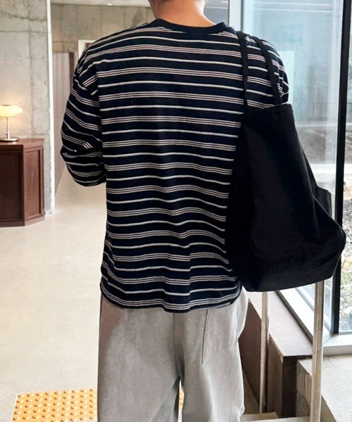 NOWLE(ノウル)の「【NOWLE】レトロボーダー ドロップショルダー プルオーバー ロングスリーブ Tシャツ(Tシャツ/カットソー・メンズ・ネイビー・X-LARGE/LARGE/MEDIUM)」の12枚目の写真