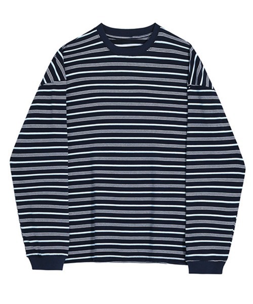 NOWLE(ノウル)の「【NOWLE】レトロボーダー ドロップショルダー プルオーバー ロングスリーブ Tシャツ(Tシャツ/カットソー・メンズ・ネイビー・X-LARGE/LARGE/MEDIUM)」の14枚目の写真
