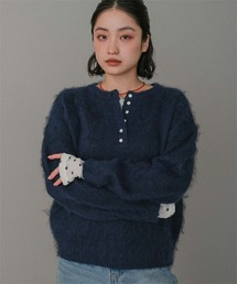 ヘンリーネックシャギーニットプルオーバー