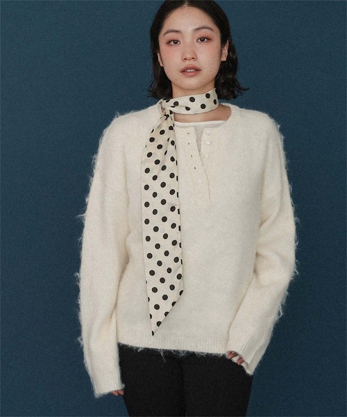 miette(ミエット)の「ヘンリーネックシャギーニットプルオーバー(ニット/セーター・レディース・チャコール/アイボリー/ブラウン/ネイビー・FREE)」の10枚目の写真
