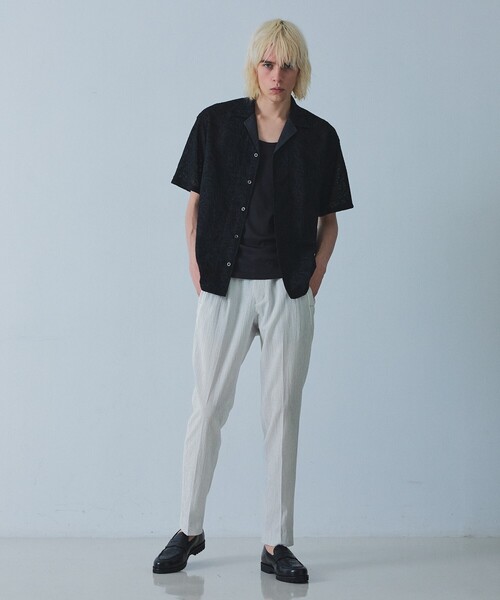 5351 POUR LES HOMMES(ゴーサンゴーイチプールオム)の「【ワンサイズ】ドローストリング スラックス パンツ(スラックス・メンズ・ホワイト/ブラック/インディゴブルー・フリー)」の19枚目の写真