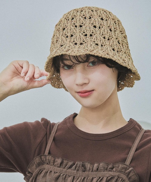 LAKOLE(ラコレ)の「MIXシェル編みハット / 637896(ハット・レディース・ライトブラウン/ナチュラル/ブラック・FREE)」の3枚目の写真