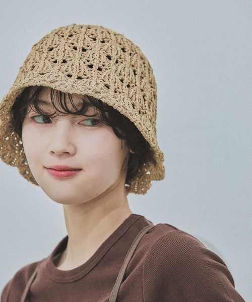 LAKOLE(ラコレ)の「MIXシェル編みハット / 637896(ハット・レディース・ライトブラウン/ナチュラル/ブラック・FREE)」の10枚目の写真