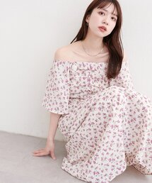 セール】〈canami〉配色ステッチラッフル袖ワンピース（ワンピース