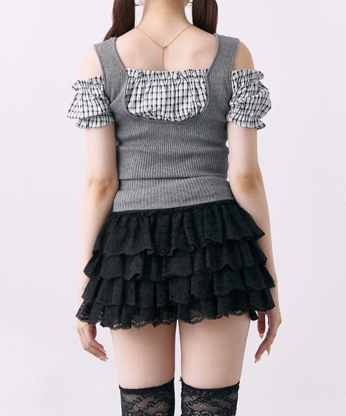 OLIVE des OLIVE(オリーブデオリーブ)の「【Belle Charme】Rib Knit Docking Blouse(ニット/セーター・レディース・チャコールグレー/ベージュ/ブラック・FREE)」の8枚目の写真