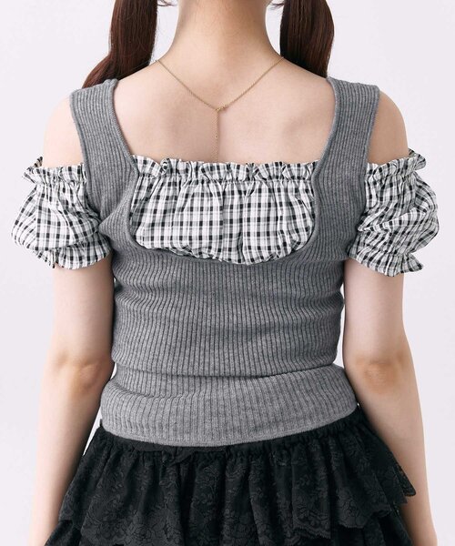 OLIVE des OLIVE(オリーブデオリーブ)の「【Belle Charme】Rib Knit Docking Blouse(ニット/セーター・レディース・チャコールグレー/ベージュ/ブラック・FREE)」の9枚目の写真