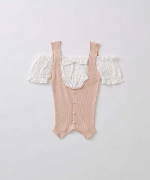 OLIVE des OLIVE(オリーブデオリーブ)の「【Belle Charme】Rib Knit Docking Blouse(ニット/セーター・レディース・チャコールグレー/ベージュ/ブラック・FREE)」の19枚目の写真