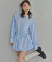 lallanaライトブルー シャツドレス ブランド古着】Lallana｜ララーナのシャツワンピース（ブルー