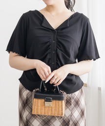 CLETTE（クレット）の「CLETTEオリジナルオープンカラーギャザートップス（Tシャツ/カットソー）」