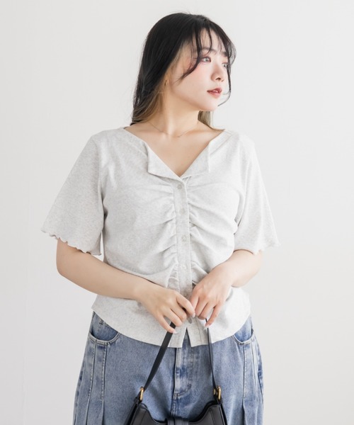 CLETTE(クレット)の「CLETTEオリジナルオープンカラーギャザートップス(Tシャツ/カットソー・レディース・グレー/ブラック/オートミール・4L/3L/LL)」の18枚目の写真